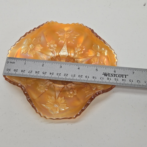 Antique Fenton Carnival Glass Little Flowers Marigold Ruffled 1908 Golden Sunset - Picture 11 of 16